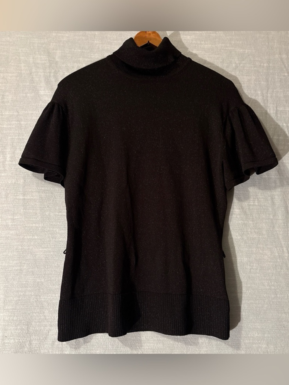 Worthington Turtle Neck Sweater Short Sleeve Black Metallic Women’s Sz M NWOT